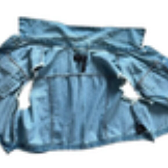 Jeans Vest y2K New Look Ladies Faded Blue Denim Size 1X‎ Stretch Y2K Biker - Picture 13 of 13